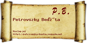 Petrovszky Beáta névjegykártya